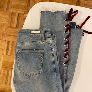 Anthropologie medium wash lace up jeans